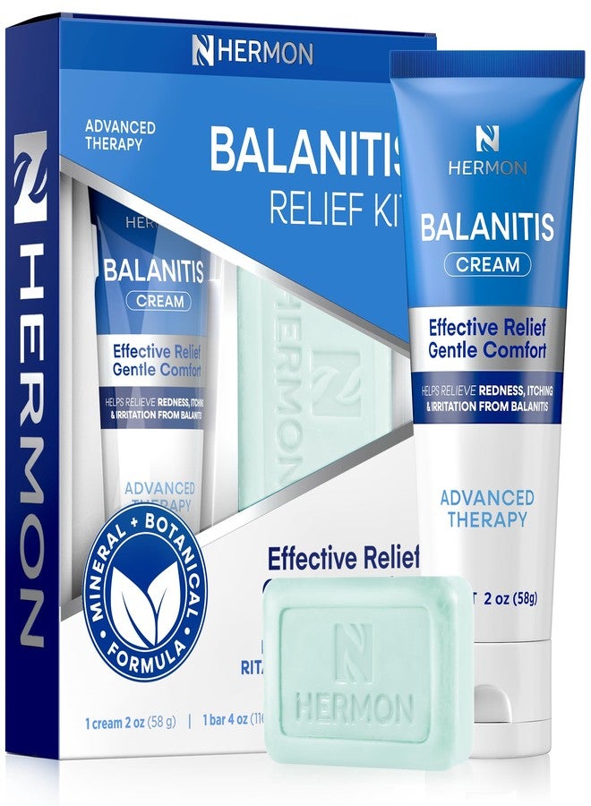 Hermon Balanitis Treatment for Men Relief Kit: Soothing Cream 2oz & Clotrimazole 1% Cleansing Soap 4oz – Helps Relieve Redness, Itching & Irritation – Gentle Care for Sensitive Areas - Image 1